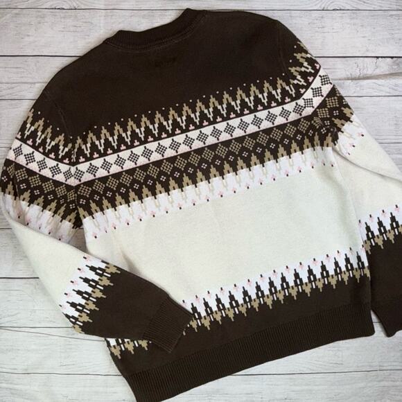 VANS x Justin Henry Men's Brown and Antique White Printed Knit Sweater Medium - Picture 12 of 13